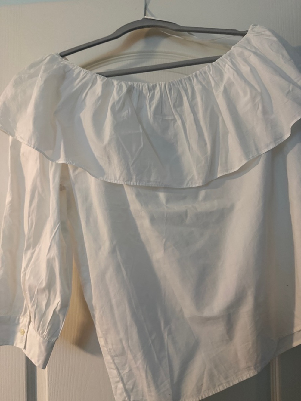LOFT White Off-Shoulder Ruffle Top - Picture 4 of 4
